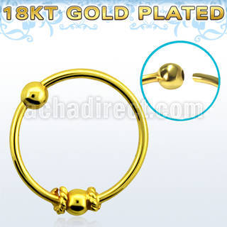 nr11rg balinese wire designed gold silver nose hoop w 2mm ball