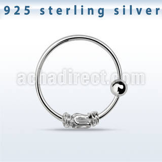 nr15 sterling silver nose hoop with balinese wire design