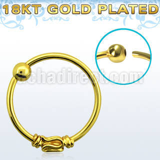 nr15rg 18k gold silver nose hoop with a balinese wire design