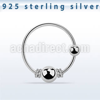 nr17 silver nose hoop with wire design 3mm fixed ball