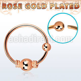 nr17rs rose gold silver nose hoop w balinese wire 3mm ball