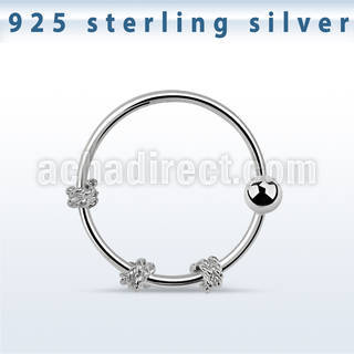 nr27 sterling silver nose hoop with twisted wire design