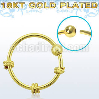 nr27rg aro nariz plata esterlina oro 18 kts alambre espiral triple bola fija 2mm 10mm mayorista