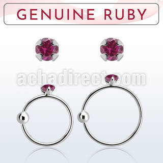 nrge5 925 silver nose hoop w 2mm prong set ruby stone