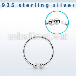 nrs33 silver nose hoop with 2mm double ball diameter 8mm