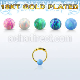 ns01rgo gold silver endless nose hoop w 3mm opal ball 8mm