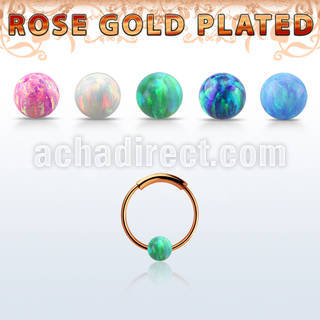 ns02rso rose gold silver endless nose hoop 3mm opal ball 10mm