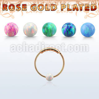 ns03rso rose gold silver endless nose hoop 3mm opal ball 12mm