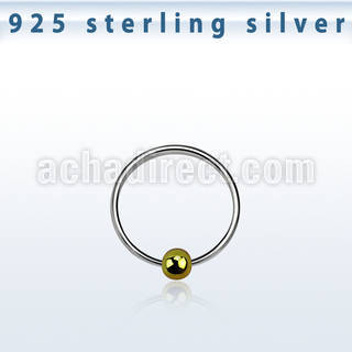ns05gb silver nose hoop with gold plated ball diameter 8mm
