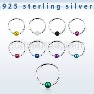 ns05kb silver nose hoop with black plated ball diameter 8mm