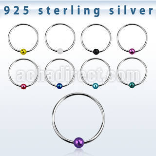 ns06kb silver nose hoop with black plated ball diameter 10mm