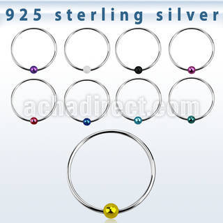 ns07kb sterling silver nose hoop with black plated ball