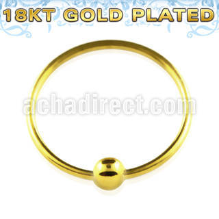 ns07rg sterling silver nose hoop with 18k gold plated ball