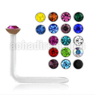 nsac2 clear acrylic nose stud with a 1 5mm round crystal top