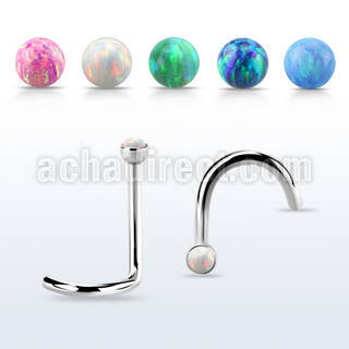 nscop18 steel nose screw, 18g w 1.5mm round synthetic opal top