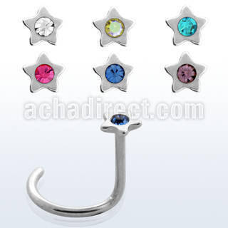 nscstc polished 316l steel nose screw with star top w crystal