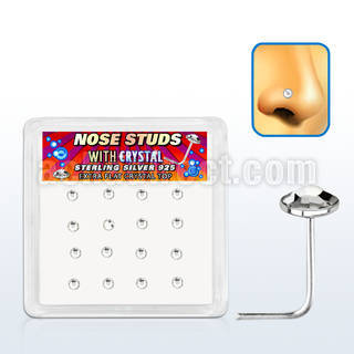 nsfbs16c box w 16 pcs of silver nose stud w flat 2.5mm clear tops