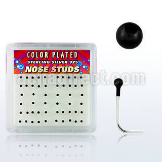 nskbbx box of silver nose studs with 1 5mm black plated ball