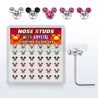 nsmos36a box w 925 silver nose studs w crystal mouse face
