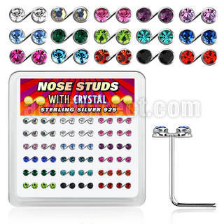 nsmsbxm box silver nose studs w music note tops w color crystal
