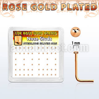 nsmx5rs silver nose studs w rose gold plating 1mm flat tops