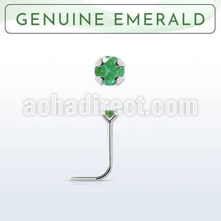 nspge10 925 silver nose stud w a emerald stone