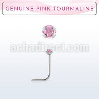 nspge3 925 silver nose stud w a pink tourmaline stone
