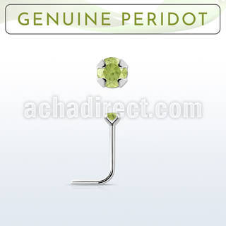 nspge4 925 silver nose stud w a peridot stone
