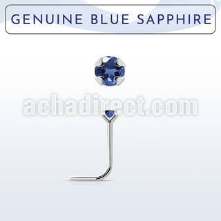 nspge9 925 silver nose stud w a blue sapphire stone