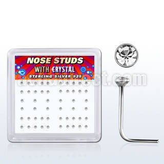 nsrdbxc box of silver nose studs with 1 5mm clear crystal tops