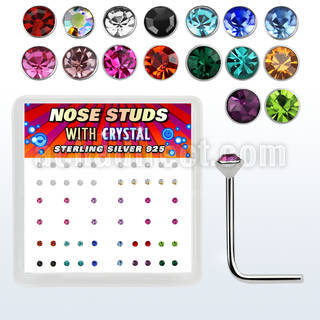 nsrdbxm box of silver nose studs with 1 5mm assorted crystals