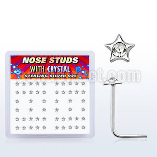 nsstxc caja display piercing nariz l plata esterlina 925 0 6mm estrella cristal centro claro redondo al por mayor