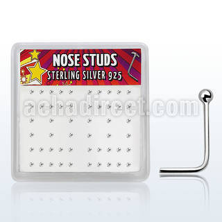 nssvbx box of silver nose studs with 1 5mm silver ball top