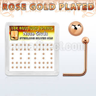 nsxrsb box of rose gold silver nose studs w 1 5mm ball top