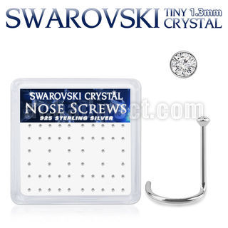 nw6cxsw 925 silver nose screws swarovski crystal