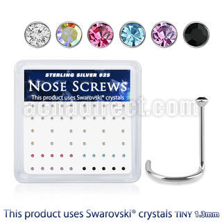 nw6mxsw 925 silver nose screws assorted swarovski crystal