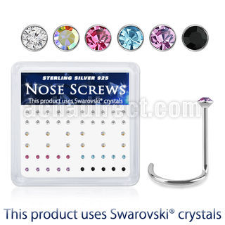nw9mxsw 925 silver nose screws assorted swarovski crystal