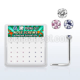 nwz15mbx box silver nose screws, 20g w 1.5mm round mix colors cz
