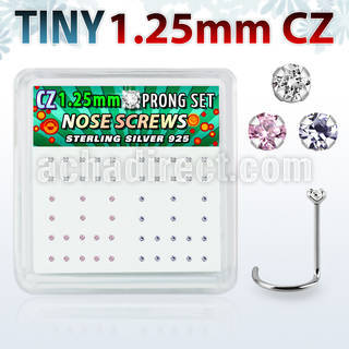 nwzbm12 box w 52 silver nose screws w prong set 1.25mm mix czs