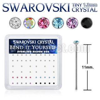 ny6mxsw 925 silver nose studs assorted swarovski crystal