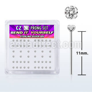 nyczbxc silver bend it nose studs with 2mm round prong cz