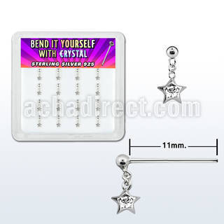 nyds16c box w silver bend it nose studs, w a dangling star
