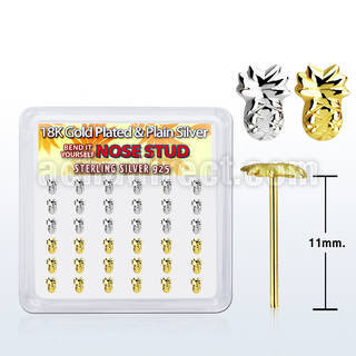 nympa36 box silver bend it nose stud gold plain pineapple top