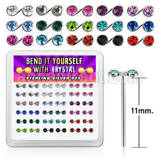 nymsbxm box silver bend it nose studs w music note color crystal