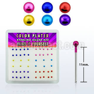 nymtbx silver bend it nose studs with 1 5mm color plated ball