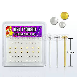 nymx1 silver bend it nose studs w ball flat disc gold disc