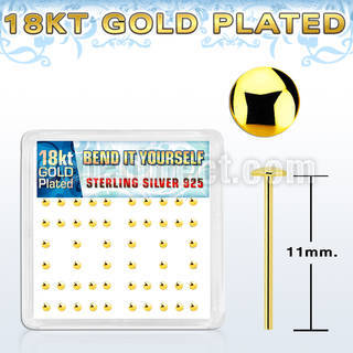 nymx3rg 18k gold plated silver bend it nose stud w 2mm round top