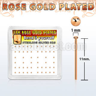 nymx5rs rose gold plated silver bend it nose stud 1mm flat top