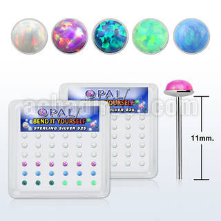 nyo25 box w 36 silver bend it nose studs w 2.5mm opals glued