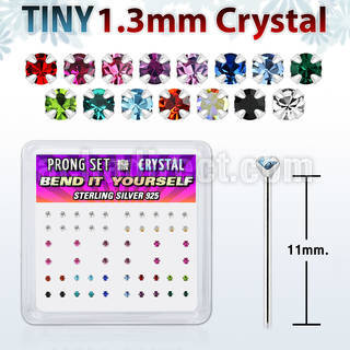 nyp6mx silver bend it nose studs w 1 25mm prong set crystals